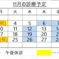 11月の診療予定です
