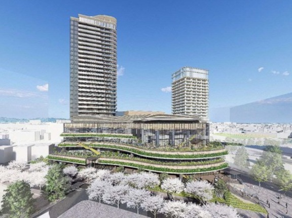 地上32階「(仮称)鷺沼駅前地区第一種市街地再開発事業」の既存建物解体状況！市民会館や図書も入る駅直結タワマン（2026.4.18）
