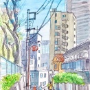 神楽坂の横丁をスケッチ