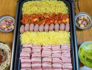 自宅めし　チーズサムギョプサル