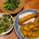 海老フライトッピングカレーで晩ごはん