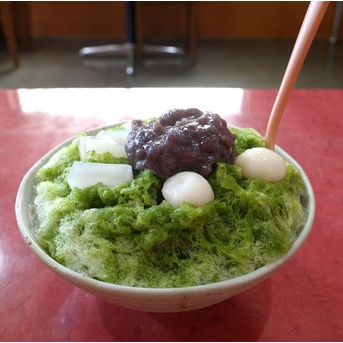 抹茶氷＋あずき、くずもち、白玉／若不老園（甚目寺）