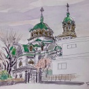 御茶ノ水のニコライ堂をスケッチ