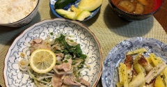 あっさり美味しい♪豚肉と水菜のネギ塩炒め
