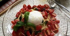 つくれぽいただきました！イタリアンな冷製パスタ！トマトとブッラータのクルダイオーラ