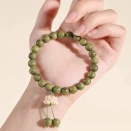  緑檀木ブレスレット 蓮の花 木製ブレス 数珠ブレスレット