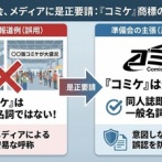 【速報】コミケ運営、報道機関に登録商標の不適切使用中止を要請「コミケやコミックマーケットは一般名称ではない」　朝日などが「中国版コミケ」誤解招く表記