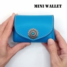 新作は本革レザーミニウォレットミニ財布青色かわいい小さいレディース財布レザークラフト