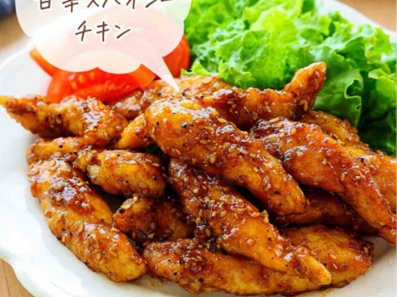 ♡ささみで簡単！甘辛スパイシーチキン♡【#簡単レシピ #時短 #節約 #揚げない #お弁当 #おつまみ 】