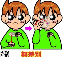 手話単語：２５３９　【無差別】