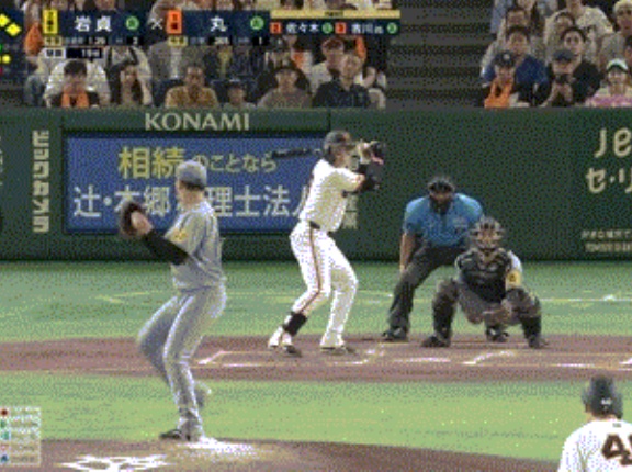 【巨人対阪神17回戦】巨人、４回裏１アウト満塁から丸のタイムリーで１点を返す！