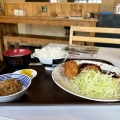 函館市海岸町5 食堂 マルテン その7 ポークピカタ・エビクリームコロッケ・白身フライ定食1,000円