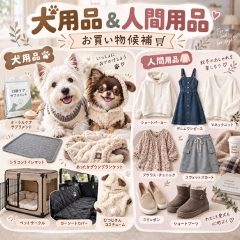 犬用品と、犬散歩用の人間服。楽天であれこれ物色中