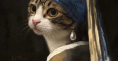 真珠の耳飾りの少女な猫ら。