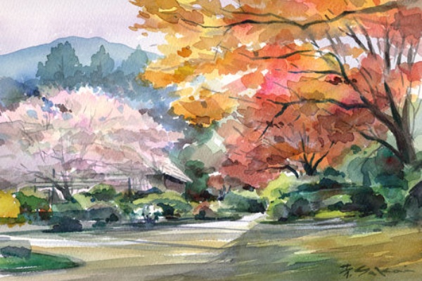 水彩画・紅葉の散歩道・原画 mqdefault.jpg