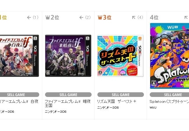 【ツタヤ】1位白夜 2位暗夜 3位リズム天国