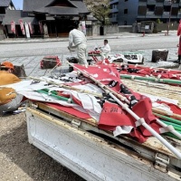 岐阜まつり宵宮 のぼりの片付け