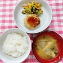 今日の給食（夏見台幼稚園・保育園）2026.8.20　れんこんハンバーグ