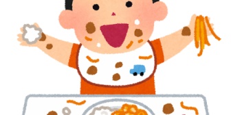 おやつをせがむ子に「ご飯全部食べたらね」と言って昼食にした。最後の一口を口に入れたので「おやつ食べれるね！」と言ったら・・・