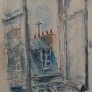 パリのホテルの窓辺