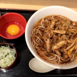 『東京駅改札内 立ち食いそば いろり庵きらく「秋の味覚かき揚げ天玉そば」ヒラタケ少ない』の画像