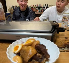 自宅めし　バスマティライスを使ったホットプレートパエリア