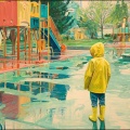 雨の日の公園は、美しい。