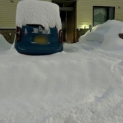 長靴が埋もれるほどの大雪です