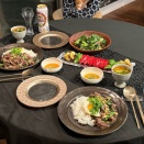 エスニック風牛コマ炒めの夜ごはん