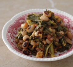 黒目豆と青菜の煮込み