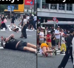 「日本が観光客にうんざりしてる理由がこれ」外国人、渋谷交差点で転がりまくる…