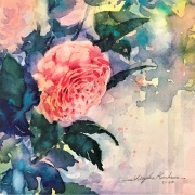 椿 水彩画 銀のフレーム 椿 水彩画 銀のフレーム