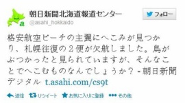 【バカッター】朝日新聞「鳥がぶつかったくらいでへこむ飛行機ｗ」