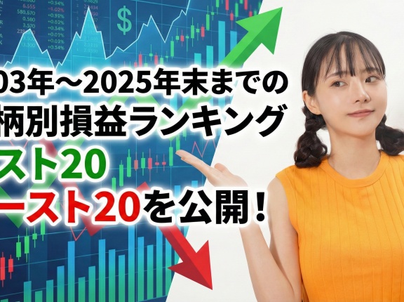 2003年～2025年末までの銘柄別損益ランキング ベスト20、ワースト20を公開！