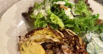 豚もも肉の塊ハニーナッツオーブン焼きの夜ごはん