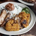 【手羽中ととうもろこしのバター醤油焼き】献立。