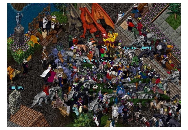 【MMORPG】UltimaOnlineの現在…一番人が集まる銀行前がこちら(´；ω；｀) 	
