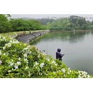 東山湖 雨の中 6人 が 釣り してたよ～　&　永代経