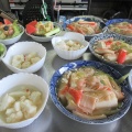豆腐のカニ足あんかけと３種の副菜