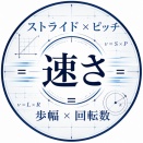 速さ２３（ 歩幅×回転数＝速さ ）