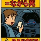 【動画】女さん、運転中に両手を離してスマホに夢中になってしまう