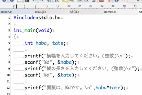 計算初歩 の計算 四角形の面積 三角形の面積 二乗三乗の計算 プログラミング C言語 画像あり 初心者
