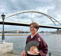 阪急マルーン色の絽小紋で教会へ