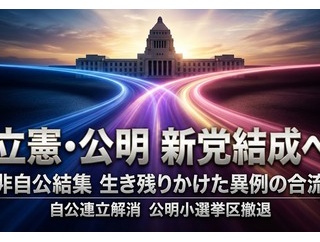 立憲と公明が新党結成「参院議員は残したまま、衆院議員のみで」公明は自民党の支援も見込めないことから、小選挙区から撤退を判断