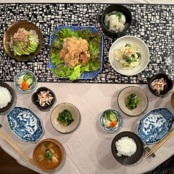 だんなさま作、居酒屋さん風の夜ごはん