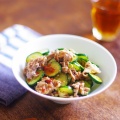 麻辣豚きゅう【#簡単レシピ #時短料理 #レンチン #電子レンジ料理 #レシピ #おかず #節約レシピ #豚こま肉 #きゅうり #麻辣 #花椒 #ラー油 #豆板醤】【レシピ2345】
