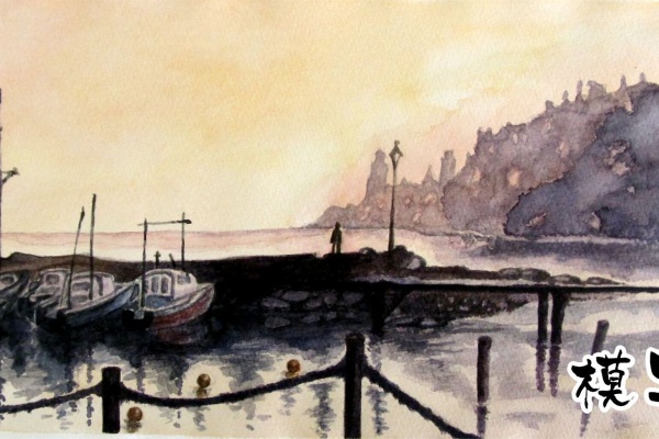 市場の風景 水彩画 作者不明 市場の風景 水彩画 作者不明