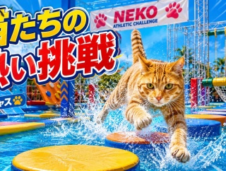 【ねこキャス #60】猫たちが水上アスレチックに挑戦　完走者は現れたのか
