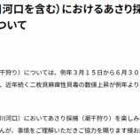 『潮干狩り一般開放中止のお知らせ』の画像