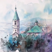 透明水彩画「函館の高台より」～シュミンケに惚れる～ : 水彩的生活